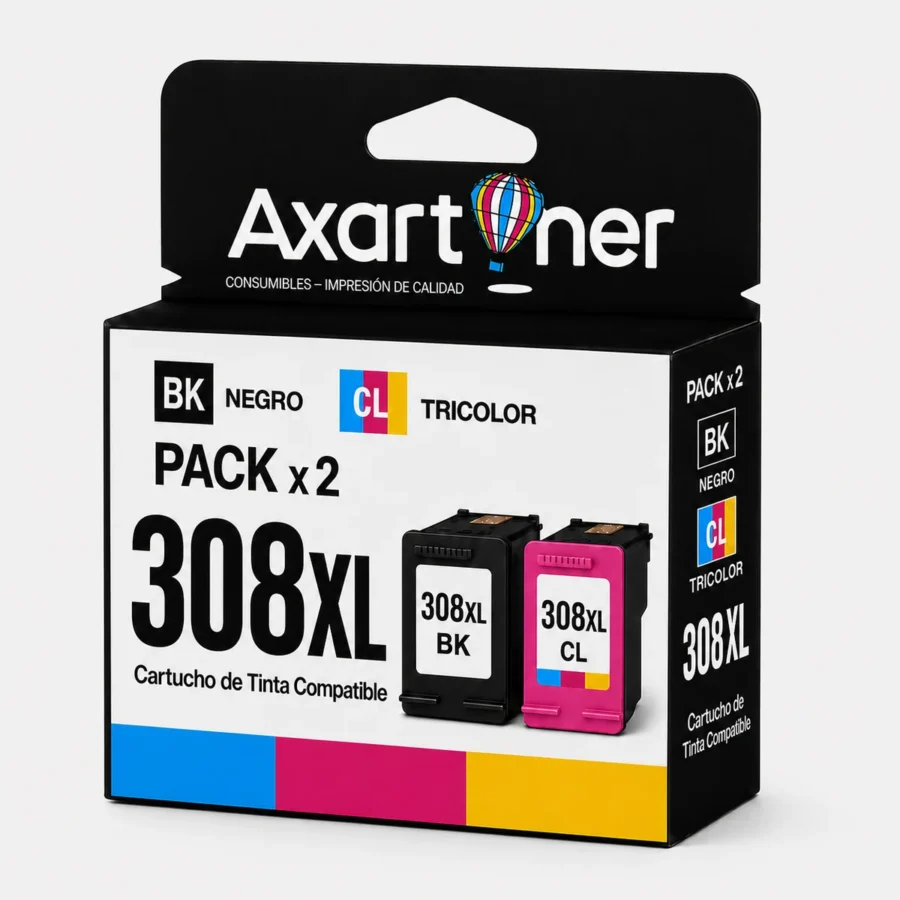 Pack x2 hp 308xl compatible