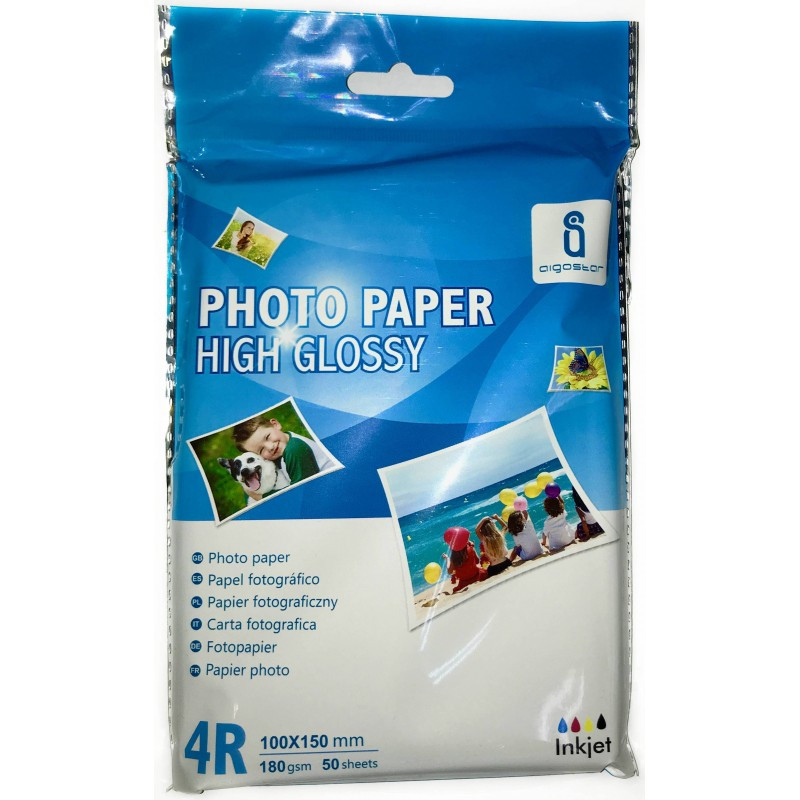 AIGOSTAR Papel Fotográfico Brillante 180 gr 10x15 A6 50 unidades