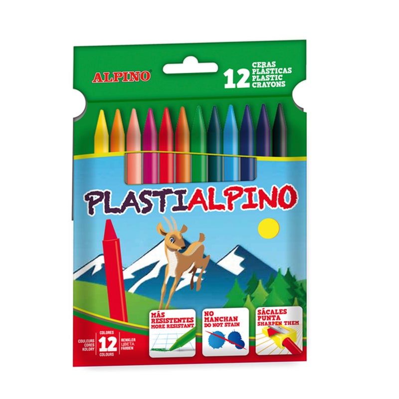 Alpino Pack de 12 Ceras PlastiAlpino para Niños - Material Resistente - No  Manchan - Colores Brillantes - Colores Surtidos > Papelería / Oficina >  Dibujar, pintar y colorear > Ceras de colores