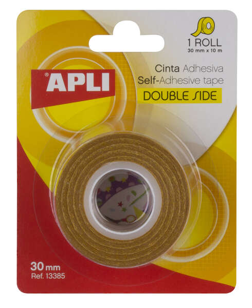 Apli Cinta Adhesiva Doble Cara 30mm x 10m - Facil de Cortar y