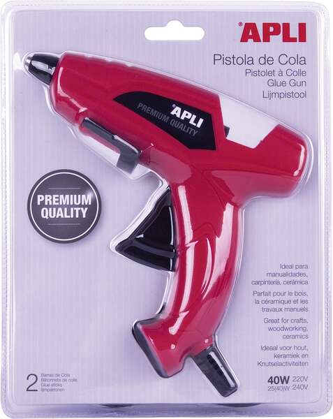 Apli Pistola de Cola Termofusible 40W para Barras de Ø11mm - Incluye 2  Barras de Cola de Ø11mm x 10cm - Color Rojo > Papelería / Oficina >  Manualidades > Pistolas de cola