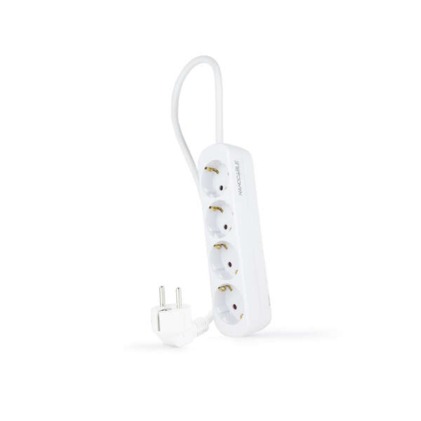 Regleta con interruptor de tres enchufes Schuko 250V sin cable de color  blanco