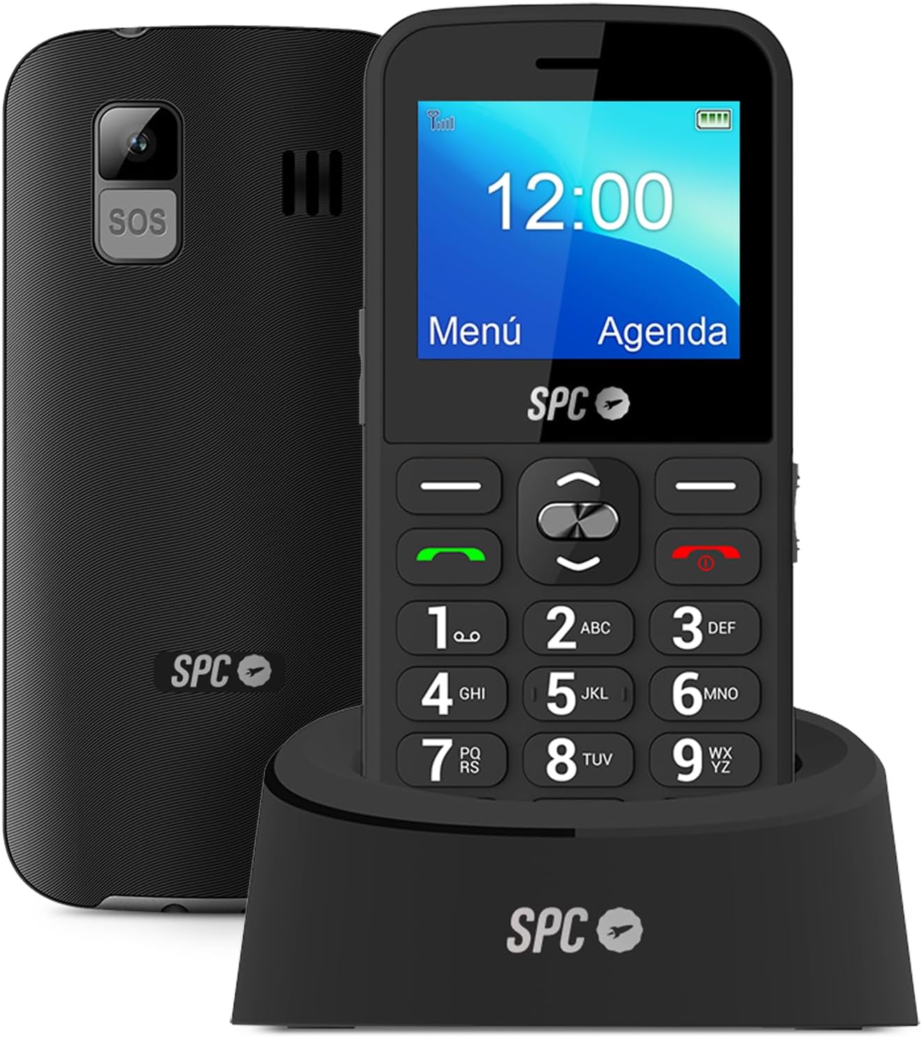 SPC Telefono Movil para Personas Mayores - Teclas y Numeros Grandes - Boton  SOS - Notificaciones y Timbre Inteligentes - Base de Carga - Comodo y