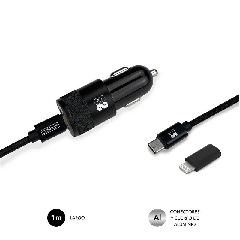 Cargador USB C con cable Carga Rápida Negro