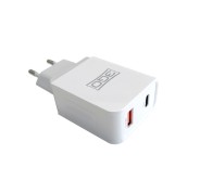 3GO Cargador de Pared 1x USB Quick Charge 3 + 1x USB-C