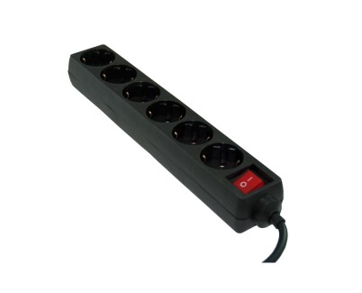 3GO Regleta 6 Tomas - Cable 1.5m - Color Negro
