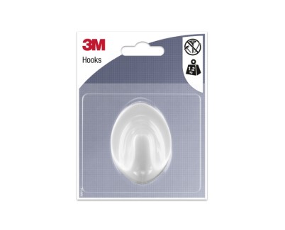 3M Gancho Adhesivo Ovalado - Grande - Soporta hasta 1.2kg - Color Blanco