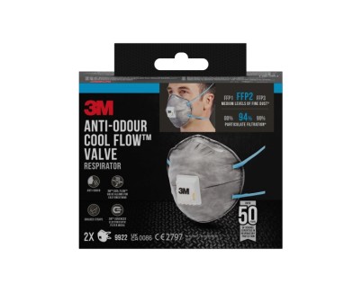 3M Pack de 2 Mascarillas para Particulas FFP2 - Desechable - con Valvula - para Niveles Medios de Particulas - Color Gris
