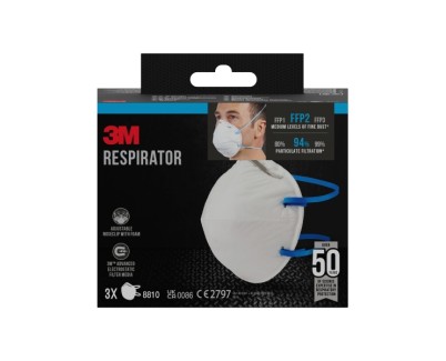 3M Pack de 3 Mascarillas para Particulas FFP2 - Desechable - Sin Valvula - para Niveles Medios de Particulas - Color Blanco
