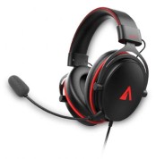 Abysm AG700 Auriculares Gaming 7.1 con Microfono Extraible - Diadema Ajustable - Almohadillas Acolchadas - Controles en Cable - Cable de 1.20m - Color Negro/Rojo