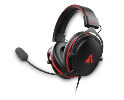 Abysm AG700 Auriculares Gaming 7.1 con Microfono Extraible - Diadema Ajustable - Almohadillas Acolchadas - Controles en Cable - Cable de 1.20m - Color Negro/Rojo