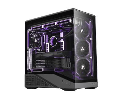 Abysm Arian Frame A400 Black Caja Torre ATX, ITX, Micro ATX - Lateral y Frontal Cristal Templado - 3.5\" y 2.5\" - USB-A, USB-C y Audio - 4 Ventilador ARGB Instalados - Soporta Refrigeracion Liquida