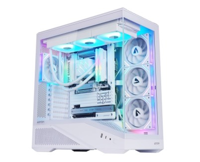 Abysm Arian Frame A400 White Caja Torre ATX, ITX, Micro ATX - Lateral y Frontal Cristal Templado - 3.5\" y 2.5\" - USB-A, USB-C y Audio - 4 Ventilador ARGB Instalados - Soporta Refrigeracion Liquida