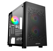 Abysm Danube Inva MX202 Caja Torre ITX, micro ATX - Lateral Cristal Templado - 3.5\" y 2.5\" - USB-A, USB-C y Audio - 3 Ventiladores ARGB Instalado - Soporta Refrigeracion Liquida