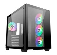 Abysm Danube Sava 285 BX203 Black ARGB Caja Torre ATX, ITX, Micro ATX - Lateral y Frontal Cristal Templado - 3.5\" y 2.5\" - USB-A, USB-C y Audio - 4 Ventiladores ARGB Instalados - Soporta Refrigeracion Liquida