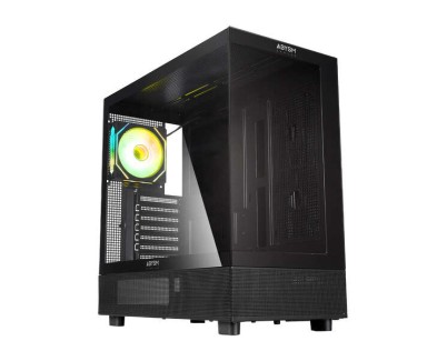 Abysm Danube Sava H400 Black Caja Torre ATX, ITX, Micro ATX - Lateral y Frontal Cristal Templado - 3.5\" y 2.5\" - USB-A, USB-C y Audio - 1 Ventilador ARGB Instalado - Soporta Refrigeracion Liquida