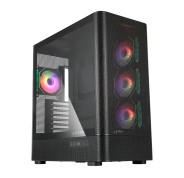 Abysm Danube Sava H500 II Caja Torre ATX, ITX, Micro ATX - Lateral de Cristal Templado - 3.5\" y 2.5\" - USB-A, USB-C y Audio - 4 Ventiladores ARGB Instalados - Soporta Refrigeracion Liquida