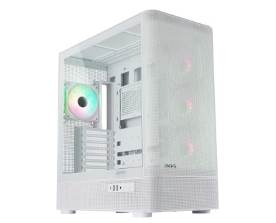 Abysm Danube Sava H500 II Torre ATX - Lateral de Cristal Templado - 3.5\" y 2.5\" - USB-A, USB-C y Audio - 4 Ventiladores ARGB Instalados -  Color Blanco