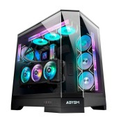 Abysm Danube Sava H600 Black Caja Torre E-ATX, ATX, ITX, Micro ATX - Lateral y Frontal Cristal Templado - 3.5\" y 2.5\" - USB-A, USB-C y Audio - 4 Ventilador ARGB Instalado - Soporta Refrigeracion Liquida
