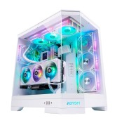 Abysm Danube Sava H600 White Caja Torre E-ATX, ATX, ITX, Micro ATX - Lateral y Frontal Cristal Templado - 3.5\" y 2.5\" - USB-A, USB-C y Audio - 4 Ventilador ARGB Instalado - Soporta Refrigeracion Liquida