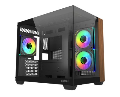 Abysm Danube Sava Nature 285C Black ARGB Caja Micro ATX, ITX - Lateral y Frontal Cristal Templado - 3.5\" y 2.5\" - USB-A, USB-C y Audio - 4 Ventiladores ARGB Instalados - Soporta Refrigeracion Liquida