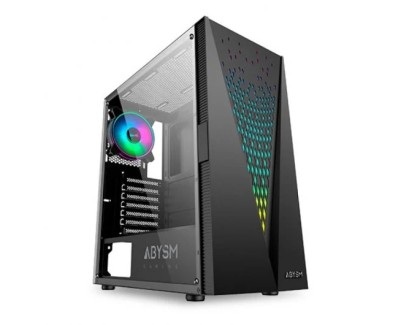 Abysm Gaming Danube Kolpa ARGB Caja Torre ATX, ITX, micro ATX - Lateral Cristal Templado - 3.5\" y 2.5\" - USB-A 2.0/3.2 y Audio - 1 Ventilador ARGB Instalado - Soporta Refrigeracion Liquida