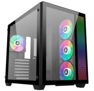 Abysm Gaming Danube SAVA ARGB Caja Semi-Torre ATX, Micro-ITX, micro ATX - Frontal y Lateral Cristal Templado - 3.5\" y 2.5\" - USB-C 3.2, USB-A 3.2 y Audio - 4 Ventiladores ARGB Instalados - Soporta Refrigeracion Liquida