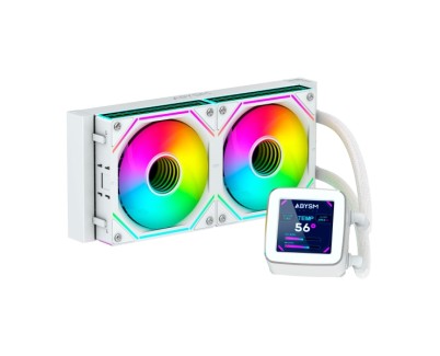 Abysm Oceanic LCD 240 ARGB Kit de Refrigeracion Liquida - 2 Ventiladores de 120mm - Iluminacion ARGB - Pantalla LCD 2.8\" - Bomba 2500rpm - Tubos de 350mm - Color Blanco - Formato Bulk