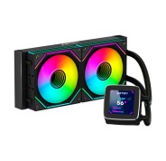 Abysm Oceanic LCD 240 ARGB Kit de Refrigeracion Liquida - 2 Ventiladores de 120mm - Iluminacion ARGB - Pantalla LCD 2.8\" - Bomba 2500rpm - Tubos de 350mm - Color Negro - Formato Bulk
