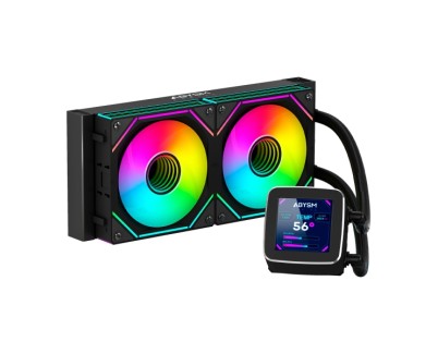 Abysm Oceanic LCD 240 ARGB Kit de Refrigeracion Liquida - 2 Ventiladores de 120mm - Iluminacion ARGB - Pantalla LCD 2.8\" - Bomba 2500rpm - Tubos de 350mm - Color Negro - Formato Bulk