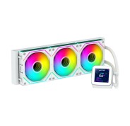 Abysm Oceanic LCD 360 ARGB Kit de Refrigeracion Liquida - 3 Ventiladores de 120mm - Iluminacion ARGB - Pantalla LCD 2.8\" - Bomba 2500rpm - Tubos de 380mm - Color Blanco - Formato Bulk