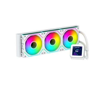 Abysm Oceanic LCD 360 ARGB Kit de Refrigeracion Liquida - 3 Ventiladores de 120mm - Iluminacion ARGB - Pantalla LCD 2.8\" - Bomba 2500rpm - Tubos de 380mm - Color Blanco - Formato Bulk
