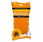 Actibel Spa Esponja Corporal de Doble Accion - 1 Lado Suave - 1 Lado Exfoliante - Ergonomica - Color Naranja