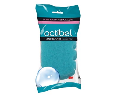 Actibel Tonic Esponja Corporal de Doble Accion - 1 Lado Suave - 1 Lado Exfoliante - Ergonomica - Color Azul