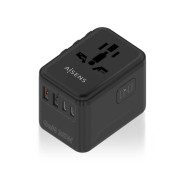 Aisens Adaptador de Viaje Universal GaN 35W - 2xUSB-A QC3.0, 2xUSB-C PD3.0 - Color Negro