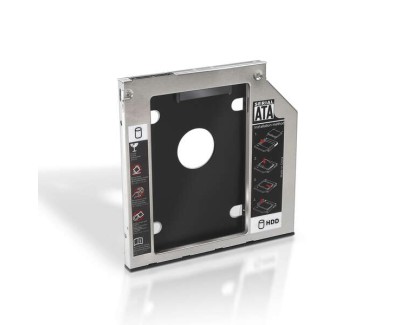 Aisens Adaptador Disco Duro de 7.0 mm para Unidad Optica Portatil de 9.5 mm - Instalar un Segundo Disco Duro 2.5\" o SSD en un Portatil - Color Plata