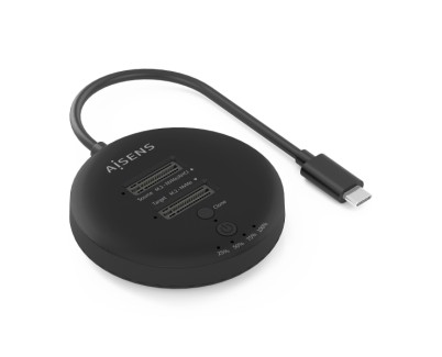 Aisens ASDS-2M2N05 Estacion de Docking de Doble Bahia M.2 NVME a USB-C 3.2 Gen2x2 - Clone - Color Negro