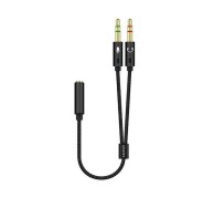 Aisens Cable Adaptador Audio JACK 3.5 4 Pines/H-2xJACK 3.5 3 Pines/M - 25cm - Color Negro