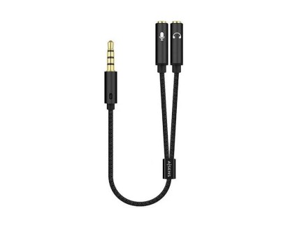 Aisens Cable Adaptador Audio JACK 3.5 4 Pines/M-2xJACK 3.5 3 Pines/H - 25cm - Color Negro