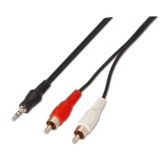 Aisens Cable Audio Estereo - JACK 3.5/M-2xRCA Macho - 1.5m - Color Negro