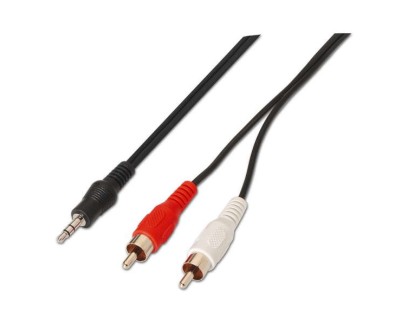 Aisens Cable Audio Estereo - JACK 3.5/M-2xRCA Macho - 1.5m - Color Negro