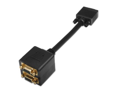 Aisens Cable Bifurcador Super Alta Calidad SVGA(3C+9) - HDB15/M-2xHDB15/H - Blindado en Oro - 20cm - Color Oro