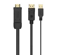 Aisens Cable Conversor Activo HDMI 2.0 + USB ALIM. a DisplayPort V1.2 - HDMI/M-USB/M-DP/M - 1.8M - Color Negro