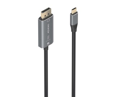Aisens Cable Conversor Aluminio Bidireccional USB-C a Displayport 8K@60Hz - USB-C/M-DP/M - 1.8m - Color Gris