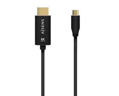 Aisens Cable Conversor Aluminio USB-C a HDMI 2.1 8K@60Hz - USB-C/M-HDMI/M - 1.0m - Color Negro