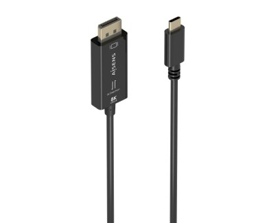 Aisens Cable Conversor Bidireccional USB-C a Displayport 8K@60Hz - USB-C/M-DP/M - 1.8m - Color Negro