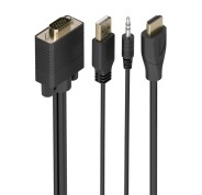 Aisens Cable Conversor HDMI a SVGA+Audio - Longitud 2m - HDMI Macho - HDB15 Macho - Jack 3.5mm Macho - USB-A Macho - Soporta Resoluciones hasta 1080P - Plug and Play - Color Negro