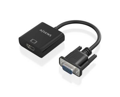 Aisens Cable Conversor SVGA+Audio a HDMI - SVGA/M+Jack 3.5/H+USB Microb/H-HDMI A/H - 20cm - Color Negro