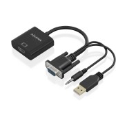 Aisens Cable Conversor SVGA+Audio a HDMI - SVGA/M+Jack 3.5/M+USB-A/M-HDMI A/H - 20cm - Color Negro