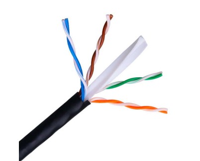 Aisens Cable de Red Exterior Impermeable RJ45 Cat.6 UTP Rigido AWG24 - Bobina de 100m 100% Cobre para la Instalacion - Resistente a Rayos Ultravioleta - Color Negro